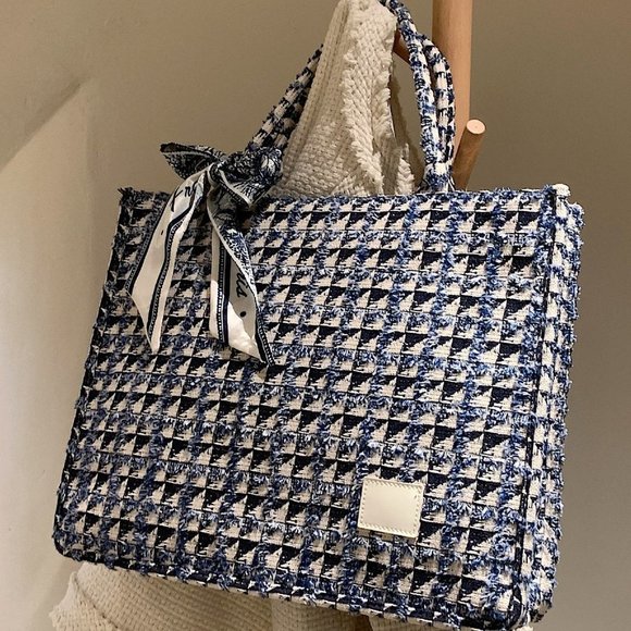 Multicolor Boho Womens Tweed Top Handle Tote Bag - Picture 2 of 5